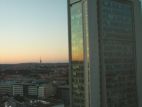 Sonnenuntergang ueber Prag aus dem Hotelzimmer